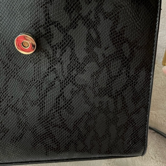 Dune London Black Faux Leather Python Snake Satchel Top Handle Crossbody Bag - Picture 10 of 16